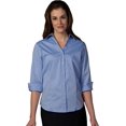 thumbnail image 1 of Blouse en Broadcloth Extensible Ajustée Col en V 5045 3/4 Slv - Bleu - Très Petit, 1 of 1