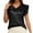 AB235 Black, variant on Ruffled Sleeve Shirt For Women Sequin Solid Color V Neck Tops Fashion Lightweight Ladies Regular Fit Carnival Sparkling Clothes Pink