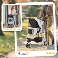 thumbnail image 2 of 3 Wheels Foldable Dog Stroller with Storage Basket, Adjustable Canopy, Cupholder for Miniature and Small Dogs, Grey, 2 of 6