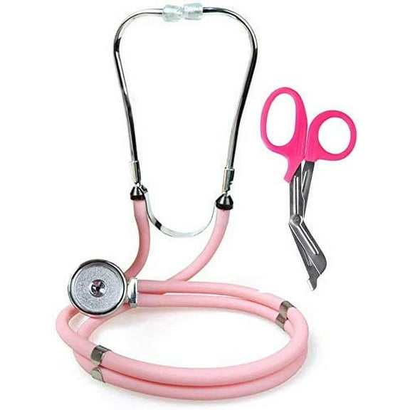 Premium Stethoscopes Sprague Double Tube Adult and Pediatric Stethoscope   Free Matching EMT Shear -Ideal Gift for EMT, Nurse, Doctor, Medical Student, Paramedic and First Responders (Pink)