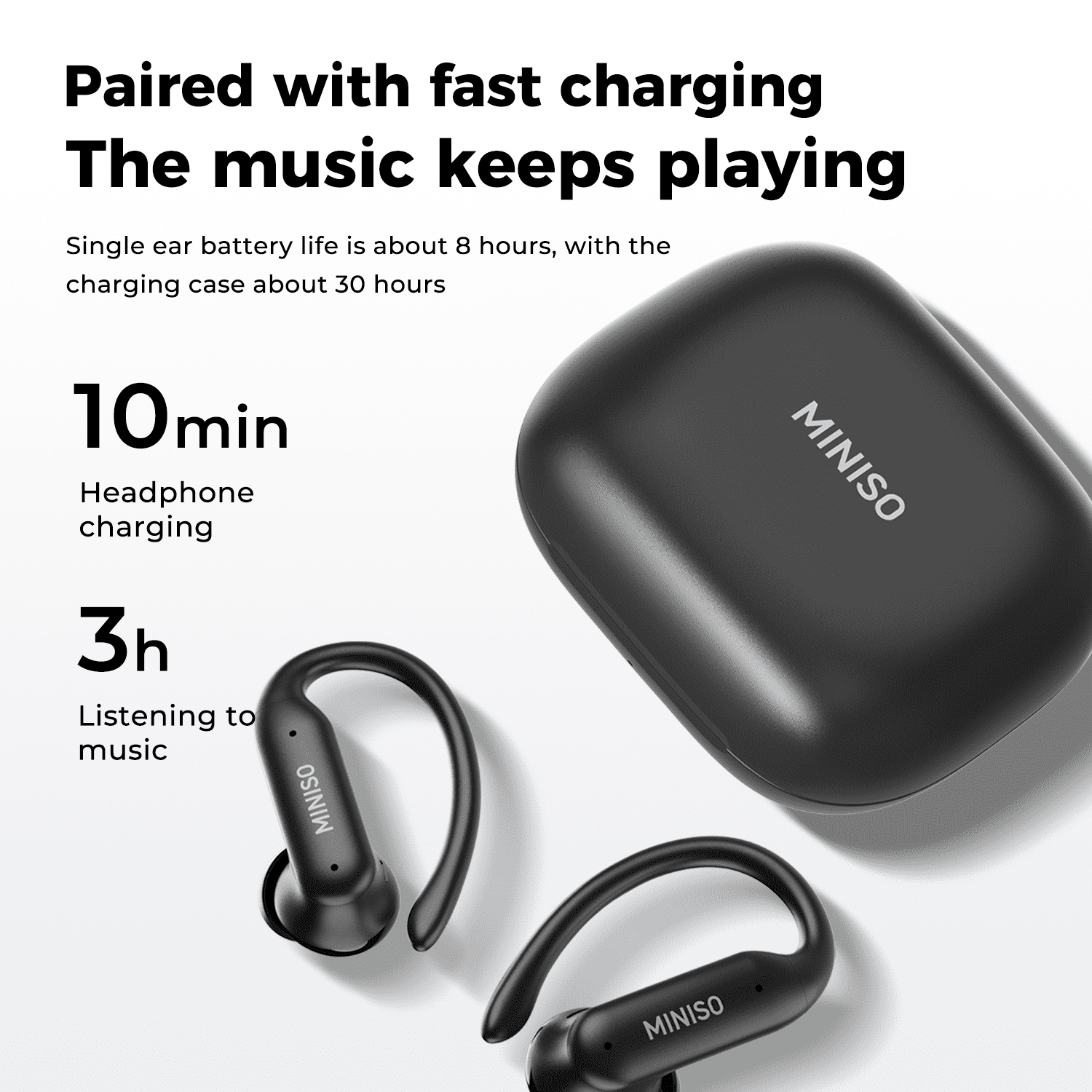 MINISO MS219 Open Ear Bluetooth 5.4 Wireless Earbuds, Earhook