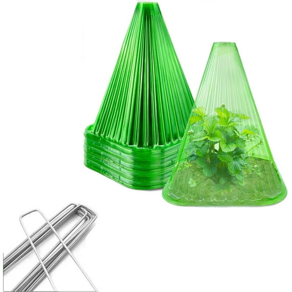 LELEBEAR Lot de 20 Cloches de Jardin Réutilisables pour Pantalons, Cloche Verte en Plastique Housse de Cloche de Plante avec Évent, Housses de Plantes Protectrices contre les Animaux Escargots Oiseaux Poulets Insectes (Vert)
