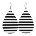 thumbnail image 6 of Black And White Stripe Leather Teardrop Earring Lightweight Drop Earrings For Women, 6 of 6