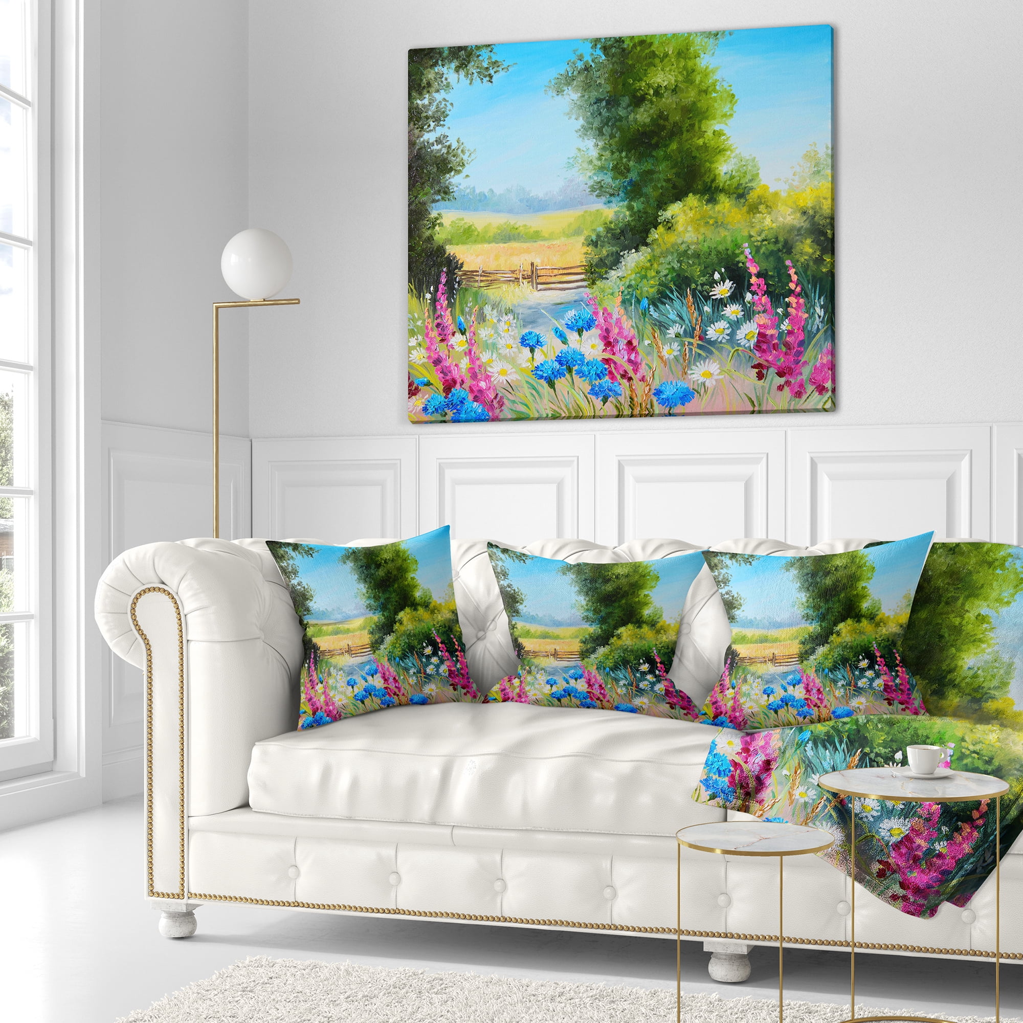 Designart World of Flowers - Floral Throw Pillow - 18x18