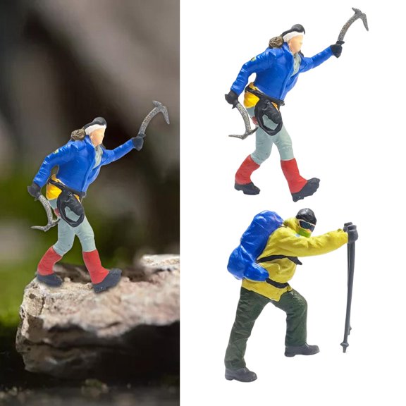 2 Piezas 1/64 Senderismo Escalada Modelo Calle Escena Edificio Ferrocarril Dioramas Hugo Figuras de personas