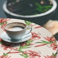 thumbnail image 3 of Ambesonne Spring Fitted Round Tablecloth, Tiger Lily Flowers Exotics, 36"- 40" Diameter, Coral Green Off White, 3 of 5