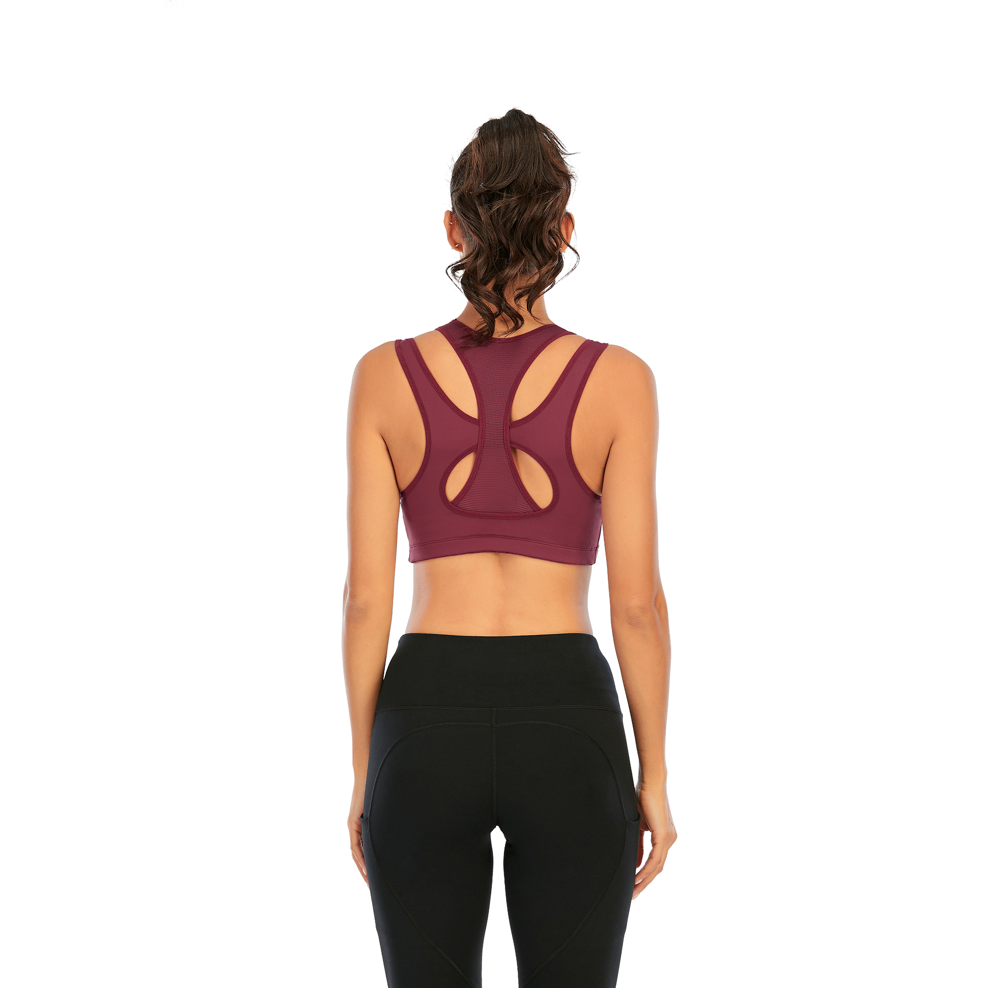 Girderless mesh back double layer Yoga Sports bra women's quick