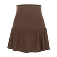 thumbnail image 3 of Riforla Women's Plain Pleated Skirt Women's Sports Waistband Skirt A Line Womens Skirts Coffee S, 3 of 3