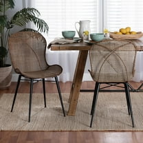 bali & pari Sabelle Rattan Japandi Dining Chairs, Set of 2, Greywashed
