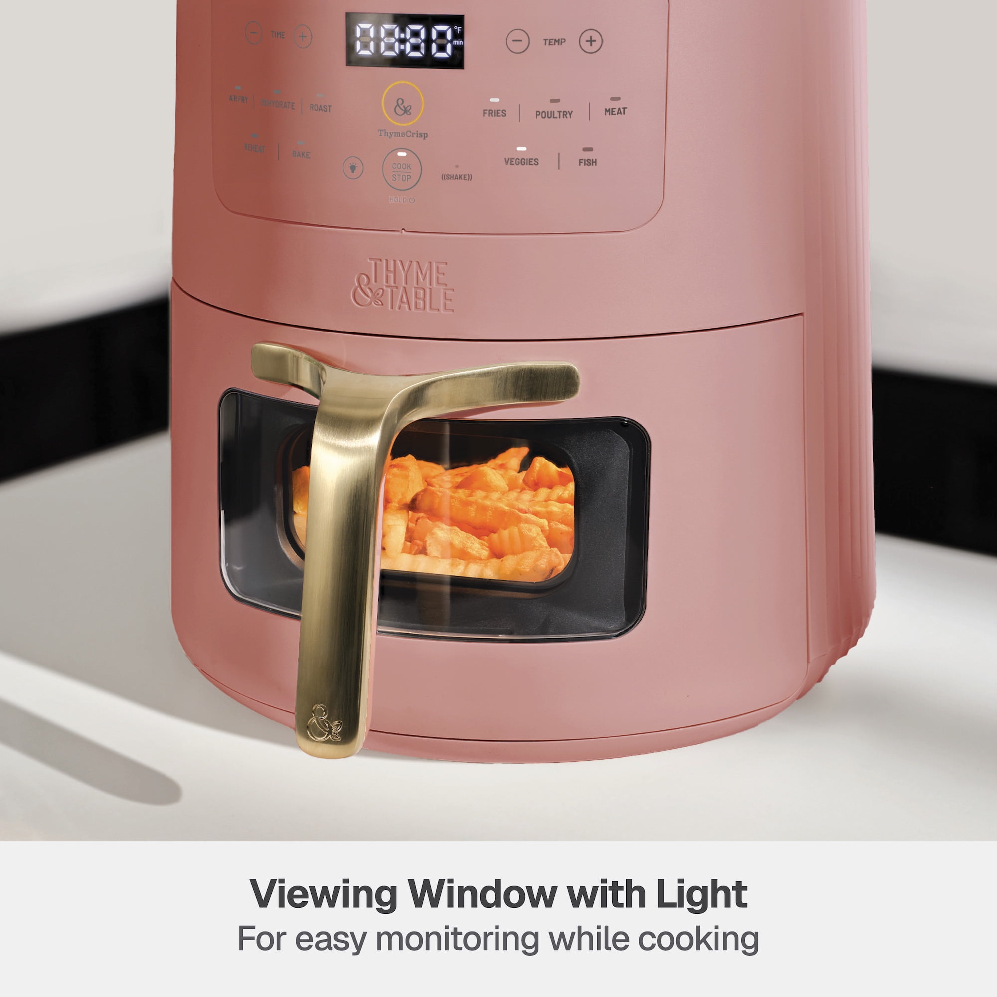 Thyme & Table 6QT Air Fryer, with ThymeCrisp™ and Ceramic-Coated Nonstick Basket, Faded Rose