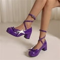 thumbnail image 6 of IUJSOY Women's Lolita Shoes Strappy Platform Block Heel Patent Leather Pumps with Bow, 6 of 8