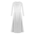 thumbnail image 3 of Mufeng Kids Girls Lyrical Praise Dance Dress Long Sleeve Liturgical Maxi Pleated Swing Skirt Worship White 12, 3 of 5