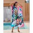 thumbnail image 2 of EDOLYNSA Plus Size Kaftan Dress V Neck Summer Maxi Dress Butterfly Printed Caftan Robe Cute Maternity Tunic, 2 of 8