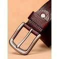 thumbnail image 3 of Catelles Men's Leather Belt Brown Crocodile Pattern Alloy Pin Buckle Fashionable and Durable&For waist 44 in Width 1.5 in(3.8cm), 3 of 10