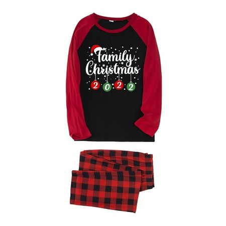 

Nomeni Women Mom Christmas Pajamas Check Patchwork Number Letter Printed Loungewear Pajamas Set Parent