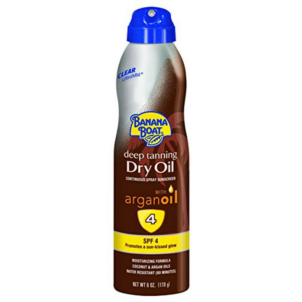 Banana Boat Deep Tanning Dry Oil Clear Spray SPF 4 Sunscreen, 6 oz
