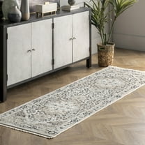 nuLOOM Oliveira Floral Medallion Fringe Area Rug, 2' x 6', Runner, Oliveira Beige