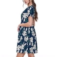 thumbnail image 2 of Honeii Cute Rabbit Print Women’s Short Sleeve Dress, Comfortable Casual Dress, Soft Polyester Spandex Blend, Stylish Everyday Wear for Summer, Perfect for Travel and Vacation, 2 of 6