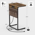 thumbnail image 3 of C Shaped End Table with Charging Station, Set of 2, 28" Tall Side for Couch, Small Slide Under Sofa with Storage Bag for Small Spaces, TV Tray Arm for Living Room, 3 of 18
