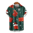 thumbnail image 4 of Muscularfit Christmas T-Shirts for Men Party Green Funny Birthday Shirt Button Up Short Sleeve Collared Christmas Shirts,L, 4 of 6