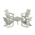 thumbnail image 2 of WestinTrends Ashore 5 Piece Patio Rocking Chair Set, All Weather Poly Lumber Adirondack Rocker Conversation Set Porch Patio Chairs Set of 4 with Low Coffee Table, Sand, 2 of 10