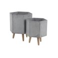 thumbnail image 5 of DecMode Ceramic Planter with Short Stand, Grey, Set of 2, 5 of 7