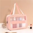thumbnail image 2 of Portable Makeup Bag Large Capacity Make Up Brushes Lipstick Powder Travel Cosmetics Storage Toiletry Bag Waterproof Transparent, 2 of 5
