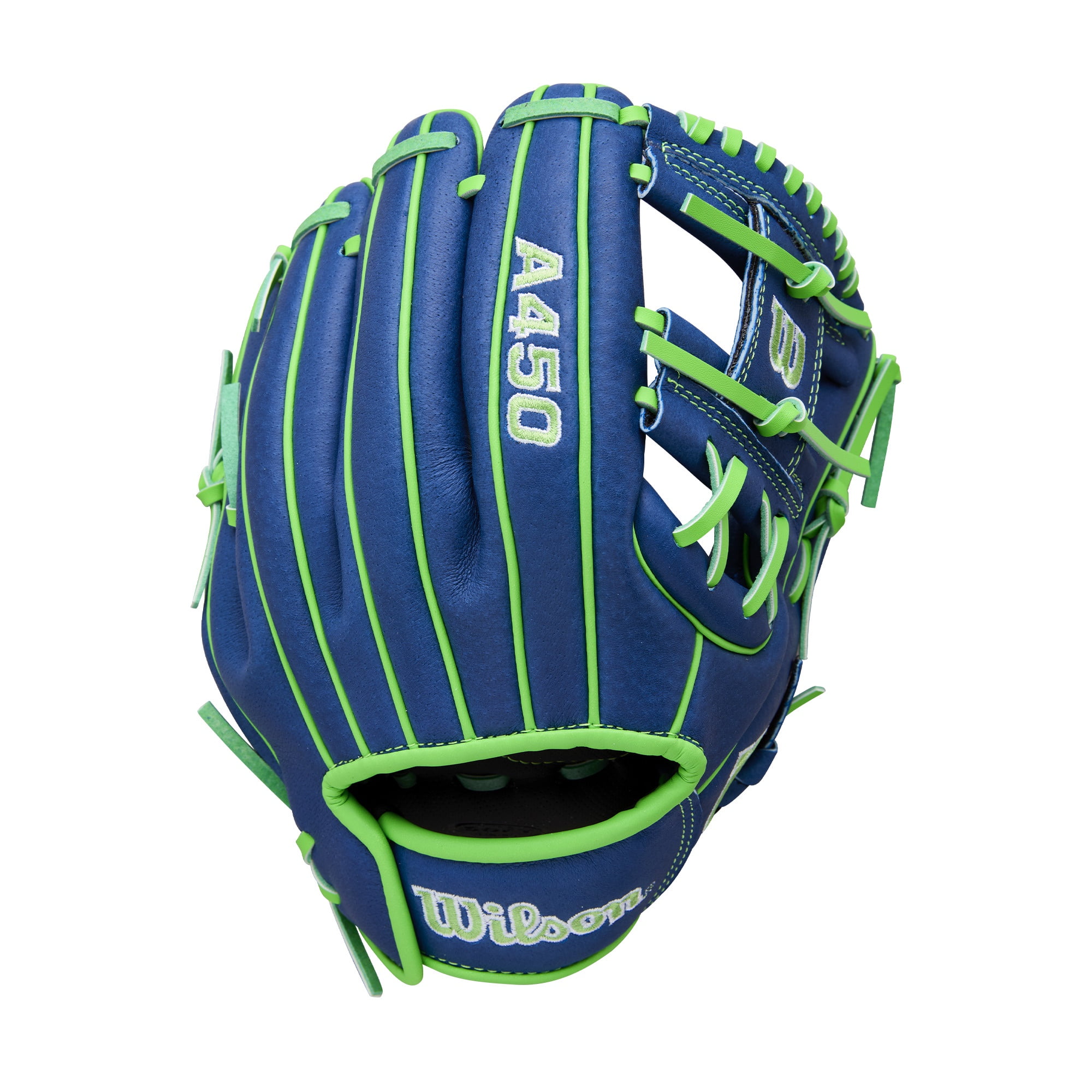 Wilson 2026 A450® 10.75" Youth Baseball Glove - Neon Green/Royal, Right Hand Throw