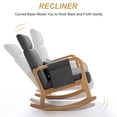 thumbnail image 3 of Solid Wood Rocking Chair, Nursery Upholstered Glider Rocker, Rocking Accent Chair with High Backrest, Pillow and Magazine Side Pocket for Living Room Bedroom Study(Set of 2, Grey), 3 of 9