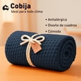 thumbnail image 2 of Cobija King Size Bluelander, Diseño de Cuadros, Franela 100% Poliéster Ultrasuave, Azul Marino, 2 of 5