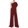 thumbnail image 1 of Gibobby pantalones siameses color liso Pantalones de pierna ancha de dama de mono multicolor sexy para mujer(Vino， XL), 1 of 5