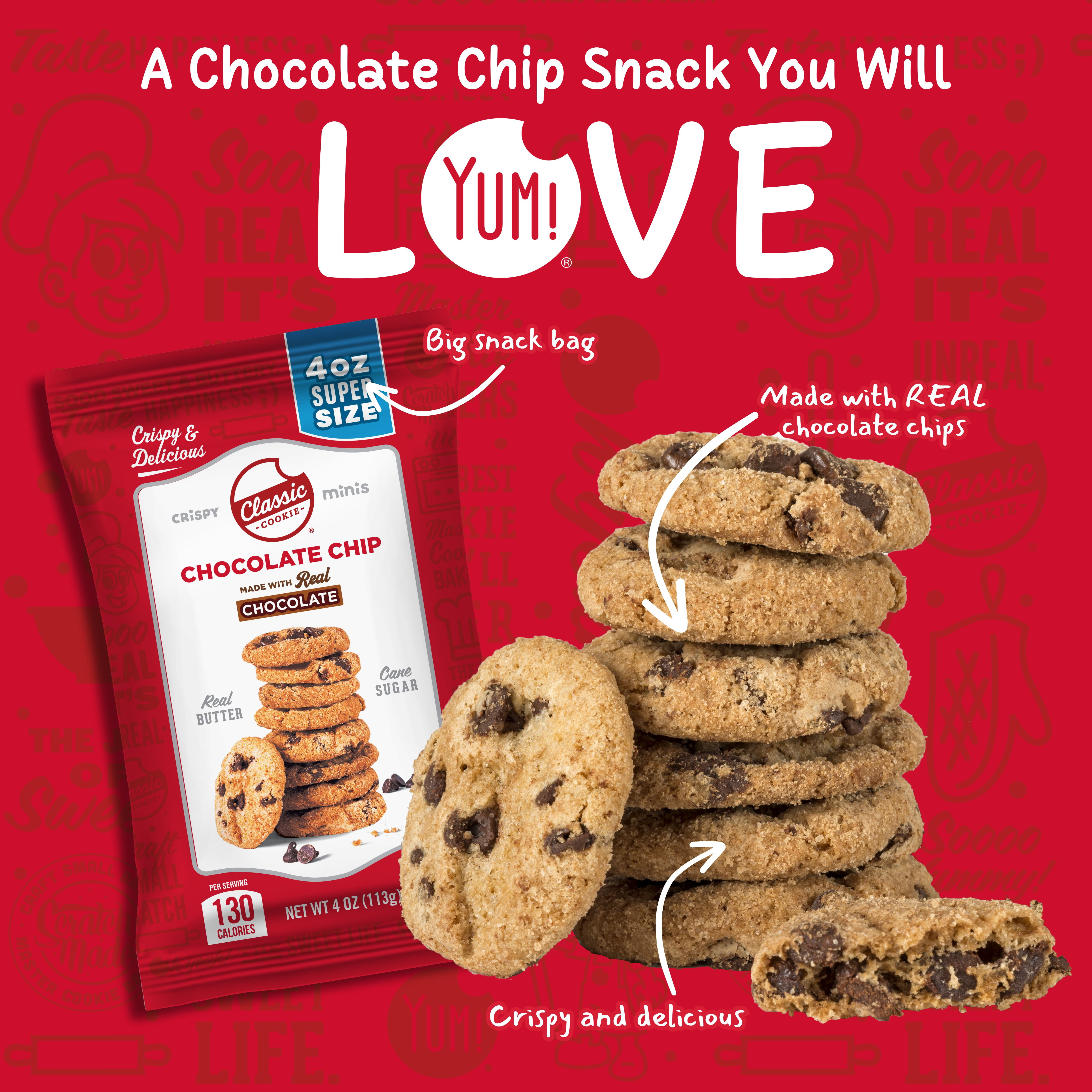 Classic Cookie Chocolate Chip Crispy Mini Cookies, 24 Count, 4oz Bags