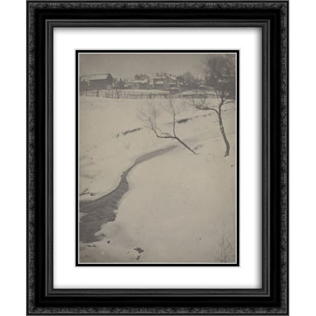 Clarence White 2x Matted 20x24 Black Ornate Framed Art Print 'Winter Landscape, Newark, Ohio'