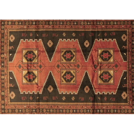 Ahgly Company Indoor Rectangle Persian Brown Traditional Area Rugs, 7' x 10'