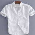 thumbnail image 4 of POINTERTECK Chemises en Lin à Manches Courtes pour Hommes, Robe Décontractée Ample, Hauts Doux Tee, 4 of 4