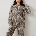 thumbnail image 5 of PUYAHG Hoodies for Women 2 Piece Camo Maple Leaf Print Long Sleeve Tops Sweatshirt and Sweatpant Set Regular Ladies Blouses Dark Gray,S, 5 of 9
