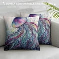 thumbnail image 3 of RUIYC Jellyfish Throw Pillow Cushion Cover, Art Ocean Animal Print Sketch Style Creative Sea Marine Theme, Decorative Square Accent Pillow Case, Blue White, 3 of 5