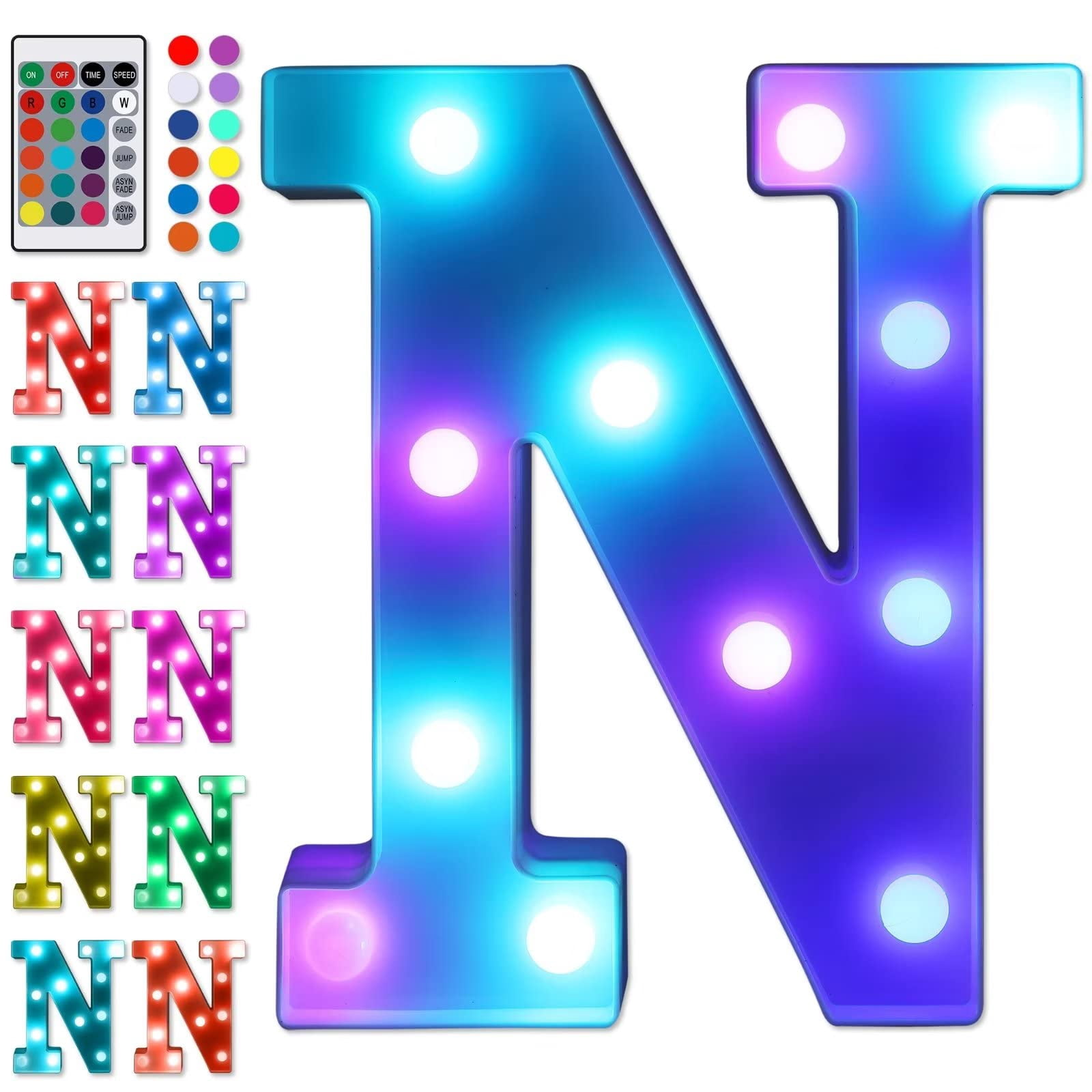 Nicky Letras Em Led Luz LED para letras Foaky, 22 x 20 x 4,5 cm, 16 colores, control remoto ...
