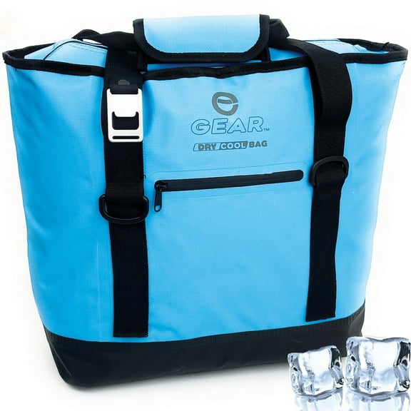 Enthusiast Gear Dry Bag Cooler Tote Collapsible Insulated with Side Pocket Holds 20 Cans Blue 20L