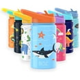 thumbnail image 1 of BOZ Kids Insulated Water Bottle with Straw Lid - Stainless Steel Vacuum Double Wall Toddler Water Bottle, 14 oz (414ml) Scratch-Resistant BPA-Free and Dishwasher-Safe Kids Water Bottle (Shark), 1 of 8