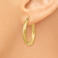 thumbnail image 3 of Real 14kt Yellow Gold Satin and Diamond-cut 3mm Round Hoop Earrings; for Adults and Teens; for Women and Men, 3 of 4