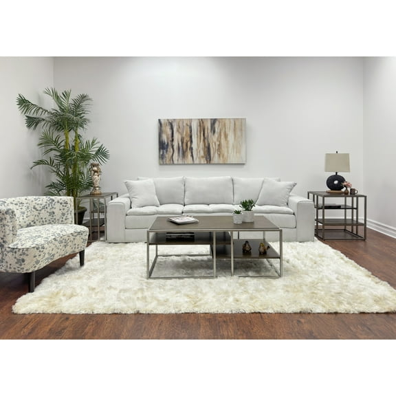 Miekor Furniture Padena 3-Piece Metal Frame Wood Living Room Coffee Table and 2 End Tables Set B5A0629