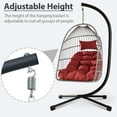 thumbnail image 5 of Homy Casa Outdoor Egg Hanging Chair with Adjustable Height for Cozy Backyard Patio Relaxation, Red, 5 of 8