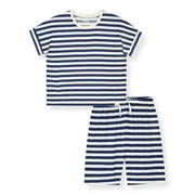 Sleep On It Boys 2-Piece Short-Sleeve Terry Pajama Shorts Set - Navy Stripe , 12-14