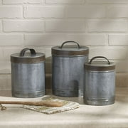Galvanized Farmhouse Chic Storage Canisters - Set of 3