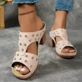 thumbnail image 5 of Viluyesy Women's Block Heels Sandals, Peep Toe Fashion Rivets Slip-On Comfortable Breathable Shoes Pink 7.5, 5 of 6