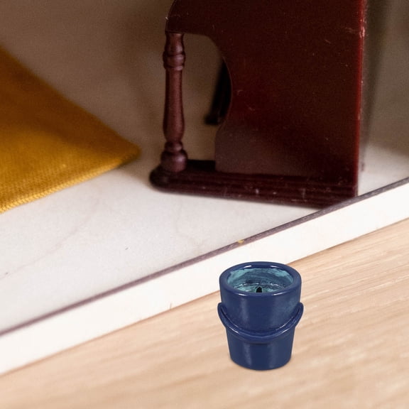 AURARMLET Mini Grey Resin Buckets Figurines Dollhouse Accessories for Miniature Scene Decoration