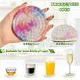 thumbnail image 5 of 6 Pcs Drink Coasters with Holder 3.94in Woven Coasters for Drinks Pink and Blue Tie-dye Pattern Coaster Set for Protection Table, 5 of 7