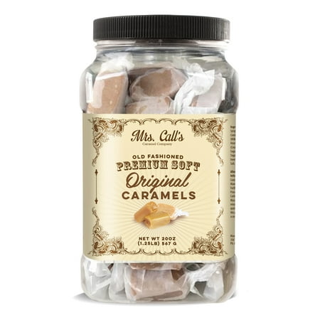 Mrs. Call's All Natural Handcrafted Gourmet Original Vanilla Cream Caramel: Kettle Cooked, Creamy, Soft & Individually Wrapped - Two Pack x 20 Ounces (Best Individually Wrapped Snacks)