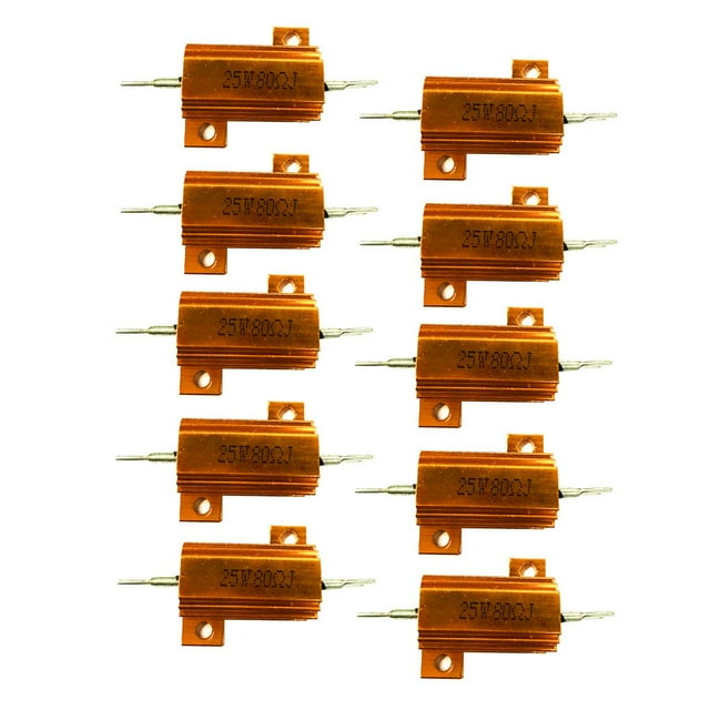 10 Resistencias Bobinadas de Potencia Yotijar con Revestimiento de Aluminio de 25 W Herramienta Universal de 80 Ohmios